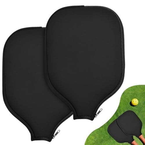 2 Pcs Pickleball Paddle Covers, Universal Case Size - 8.6 x 12.2 inches Zippered Racket Sleeve, Durable Neoprene Paddle Cover, Paddle Storage Bag for Most USAPA Standard (Black) (Black)