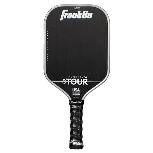 Franklin Sports Pro Pickleball Paddles - FS Tour Series Raw Carbon Fiber T700 - USA Pickleball Approved - Unibody Epoxy Resin Injected Edge - Dynasty + Tempo - 14mm/16mm Core - Gray, Blue + Pink