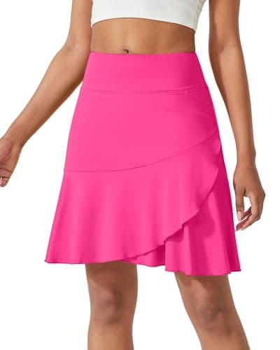G4Free 15"/20" Tennis Skirts for Women Golf Skorts with Pockets High Waist Ruffle Athletic Skirt Inner Shorts