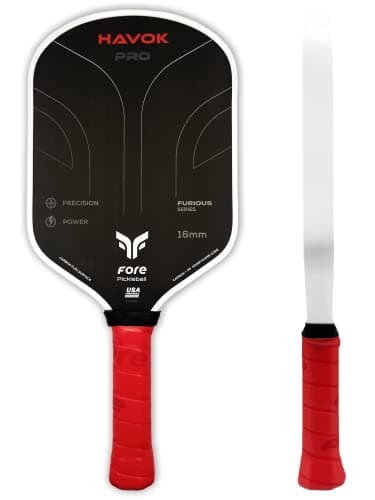 Havok Pro Pickleball Paddle: Carbon Fiber Surface for Enhanced Power, Precision and Maximum Spin - Large Sweet Spot and USAPA Approved - Red