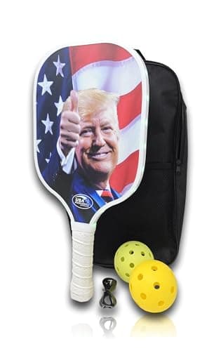 Donald Trump LED Pickleball Paddles Glow in The Dark Starter Set, Lightweight Fiberglass Honeycomb Racket, Bright Pickle Green LED Edge Lighting, Carrying Bag, Indoor Outdoor Balls