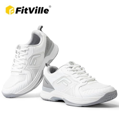 FitVille Wide Pickleball Shoes for Women Cloud-Like Lightweight Womens Tennis Shoes with Arch Support, Wide Toe Box Breathable Court Shoes for Racketball, Badminton