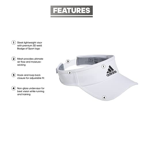 adidas Men's Superlite Adjustable Fit Sport Performance Visor