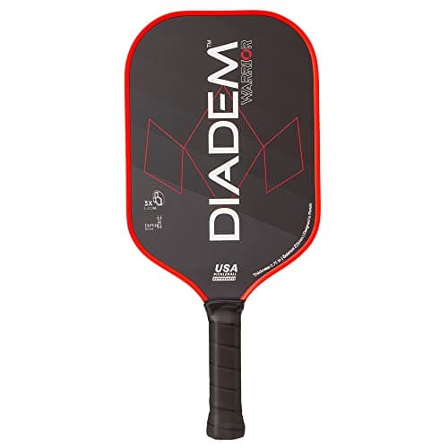 Diadem Warrior Pickleball Paddle | Carbon Fiber Face, 3X L-Core Hybrid Nomex Polymer Honeycomb Core, Grit Paint Surface for Spin, Control and Power | Indoor/Outdoor | USAPA Approved