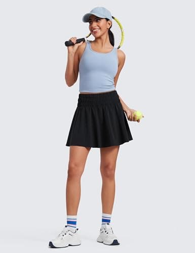 CRZ YOGA High Waisted Flowy Tennis Skirts for Women Pleated Casual Golf Athletic Pickleball Skorts with Shorts Pockets