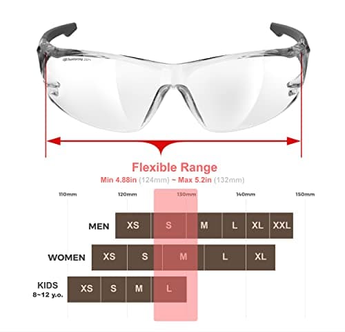 ANSI Z87.1 Anti-Fog Wrap-Around Clear Safety Glasses, Pickleball lab chemistry goggles with Scratch Resistant