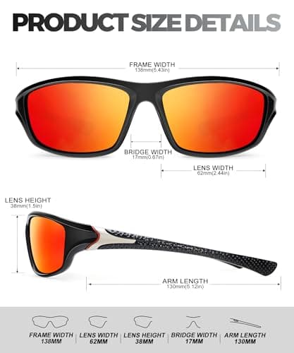 Polarized-Sunglasses-Men Sports Mens-Sunglasses: Sun-Glasses with UV400 Protection for Driving Golf Fishing Running
