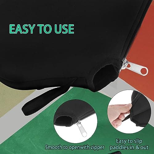 Pickleball Paddle Cover - 8.8 x 11.7 inches Racket Sleeve Bag with Handle Strap, Universal Case Size Fits Most USAPA Standard and Elongated Pickball Paddles