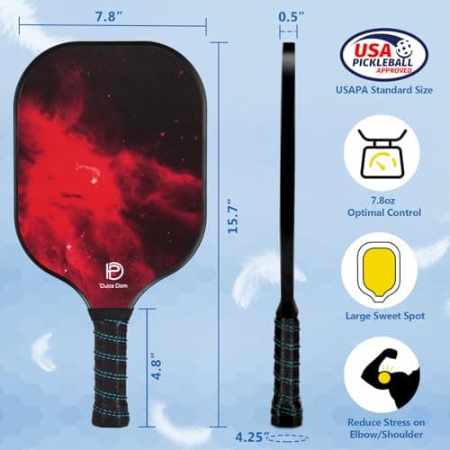 DULCE DOM Pickleball Paddles Set of 2/4 - USAPA Approved, Fiberglass Surface Pickleball Racket with 4 Indoor Outdoor Pickleball Balls and Pickleball Bag, Ideal Training Equipment Gift for Men & Women