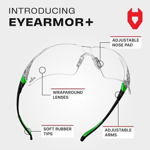NoCry Clear Safety Glasses for Men and Women with Anti-Fog and Scratch Resistant Wrap Around Lenses, Adjustable Temples and Nose Pads — ANSI Z87 Certified Protective Eyewear with 100% UV Shielding