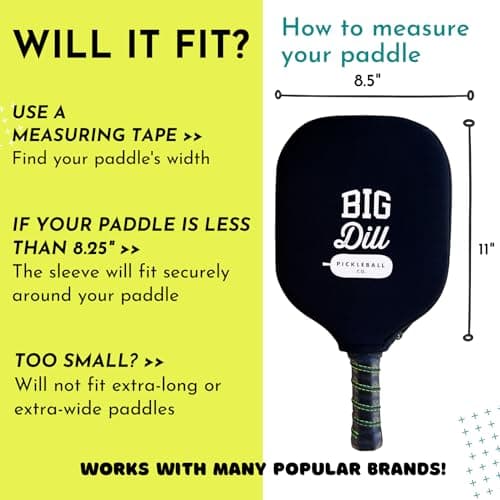 Big Dill Pickleball Paddle Cover Only - Neoprene Pickleball Paddle Sleeve, Pickle Ball Paddle Covers or Pickleball Paddle Case for Pickleball Paddles
