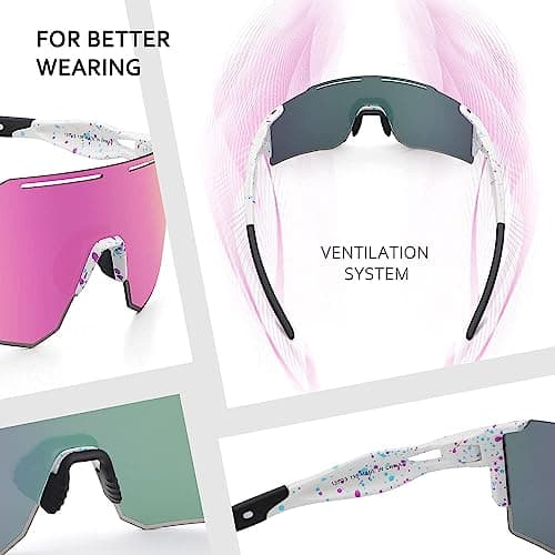 Ukoly Cycling Sunglasses for Men Women with 3 Interchangeable Lenses, Polarized Sports Sunglasses, Baseball Sunglasses