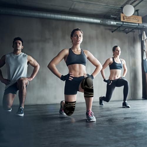 Copper Knee Braces with Strap for Knee Pain Women and Men(2 Pack), Knee Compression Sleeve for Arthritis, ACL, Meniscus Tear, Joint Pain Relief, Knee Support for Working, Running, Weightlifting(L)