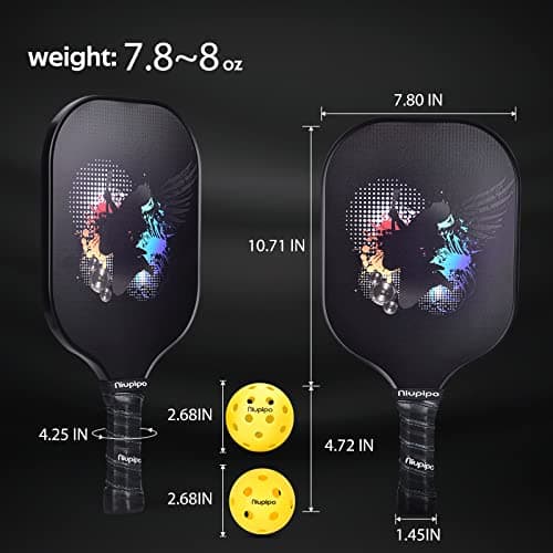 niupipo Pickleball Paddles Set of 2/4/1, USAPA Approved Graphite Carbon Fiber Pickleball Rackets, Polypropylene Honeycomb Core, Cushion 4.72In Grip, Bag/Cover, Pickle Ball Paddle Set for Men Women