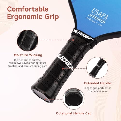 Pickleball Paddle USAPA Approved, Lightweight Carbon Fiber Face and Polypropylene Honeycomb Core Pickleball Racket with Cover, Elongated Handle and Cushion Comfort Grip Pickle Ball Paddle