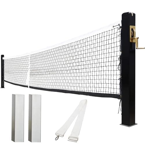 Pro-Grade In-Ground Pickleball Net with Brass Crank Handle,Galvanized Steel Sleeves,Tournament Regulation Size,Heavy Duty Pickleball Post for Indoor Gym or Outdoor Court