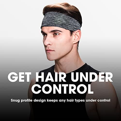Braylin Men's Headbands, 3-Pack Head Band for Men, Sport Sweatbands for Running Fitness Yoga Cycling, Sweat Wicking Non Slip