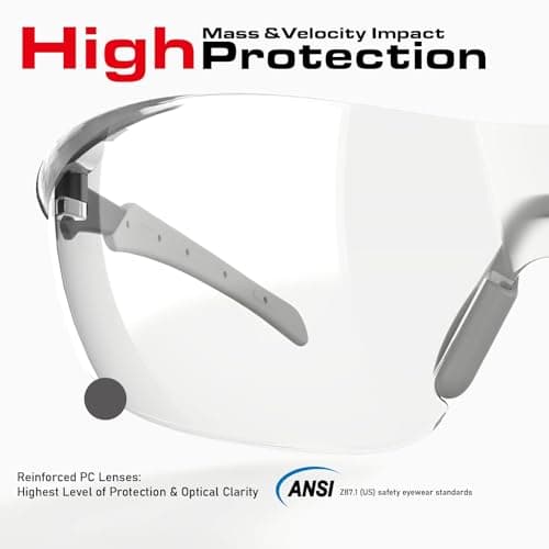 ANSI Z87.1 Fit-Upgraded Safety Glasses – Anti-Fog, UV, Impact & Scratch Resistant – Clear Wraparound for Work, Pickleball, Racquetball – No-Slip Nose Grip – 1 Pack