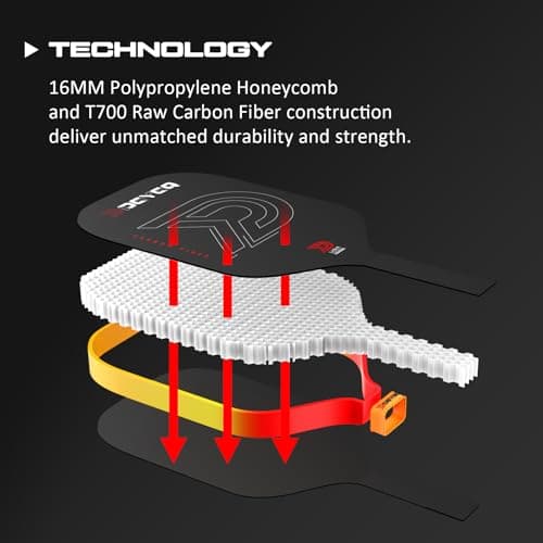 Pickleball Paddles - Professional Carbon Fiber Paddle with Honeycomb Core Pickleball Rackets - Lightweight Precision & Enhanced Shock Absorption for High Spin & Powerful Shots