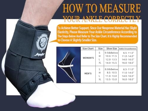 Jupiter Ankle Brace for Sprained Ankles for Women & Men, Made of Neoprene with Dual Springs, for Injury Recover, Running, Basketball and Cycling(Black M 11‘’-14‘’)