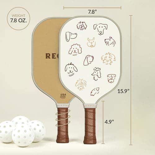 Recess Premium Pickleball Paddle - Strong & Durable Fiberglass Surface, Lightweight, Honeycomb Core & Comfort Grip Handles - Tournament or Casual Play, USAPA Approved
