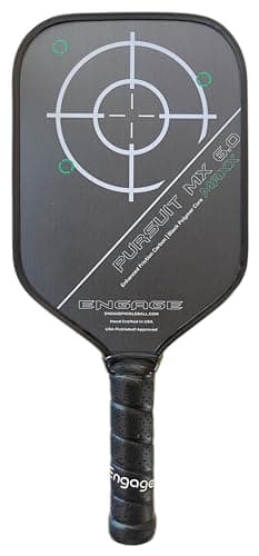 Engage Pickleball Pursuit MAXX MX 6.0 Carbon Fiber Paddle, Elongated Shape, Enhanced Friction Carbon, 5/8" Thick Core with Control Pro 'Black' Technology