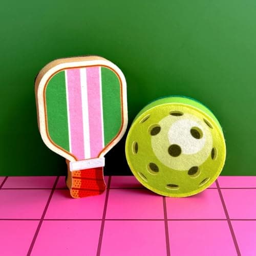 Genuine Fred in The Kitchen Pickleball Inspired Sponges, Set of 2, Durable Layered Sponges, Fun and Quirky Kitchen Accessory, Pickleball Court Gift-Ready Packaging