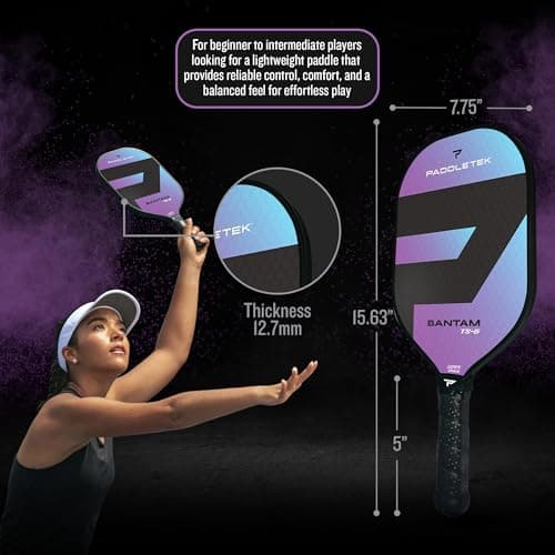 Paddletek Bantam TS-5 Pickleball Paddle | Professional Pickleball Paddles with Honeycomb Core, Textured Fiberglass Epoxy Hybrid Surface, Bantam PolyCore & High Tack Performance Grip | USAPA Approved