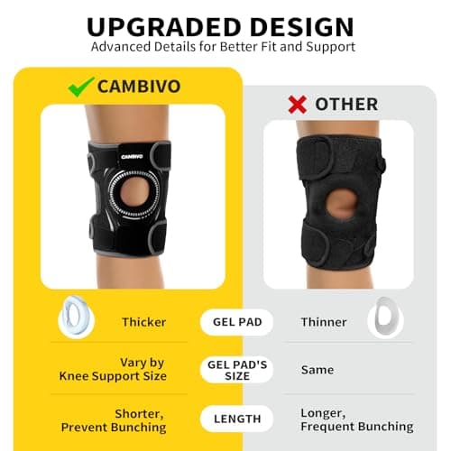 CAMBIVO Elite Motion Series Knee Brace for Women & Men with Side Stabilizers, Patella Knee Brace for Meniscus Tear, Knee Support for Knee Pain Relief, Running, Basketball, Workouts (Black, Large)