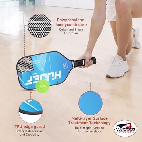 Pickleball Paddle USAPA Approved, Lightweight Carbon Fiber Face and Polypropylene Honeycomb Core Pickleball Racket with Cover, Elongated Handle and Cushion Comfort Grip Pickle Ball Paddle
