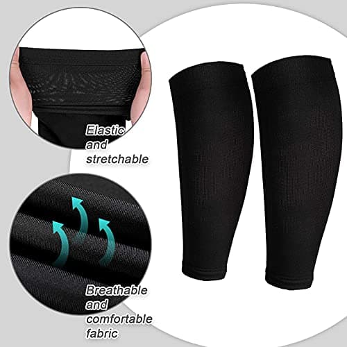 SATINIOR 4 Pairs Calf Compression Sleeve Leg Compression Sock Calf and Shin Support Relieve Calf Pain for Men Women Youth for Running, Cycling, Walking(Black,Small)