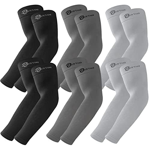 BHYTAKI UV Sun Protection Arm Sleeves, UPF 50 Sports Cooling Arm Compression Sleeves for Men Women Teenager