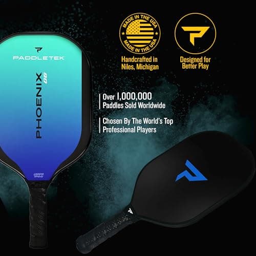 Paddletek Phoenix G6 Pickleball Paddle | Professional Pickleball Paddles with Honeycomb Core, Polycarbonate Surface, Graphite PolyCore & High Tack Performance Grip | USAPA Approved