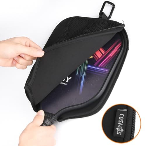 Cosmos 2 Pcs Pickleball Paddle Cover Paddle Case Bag Pickleball Racket Sleeve and Ball Storage Mesh Pocket for Pickle Ball Equipment Accessories Storage & Carrying, with Fence Hook