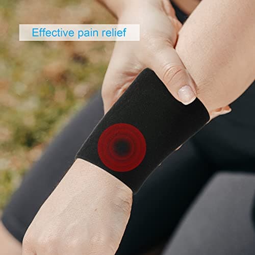Cosmos 1 Pair Compression Wrist Sleeve Nylon Brace Wraps Supports Elastic Wristbands for Wrist Protect Pain Relief in Typing Running Basketball Volleyball Golf Playing (Black)