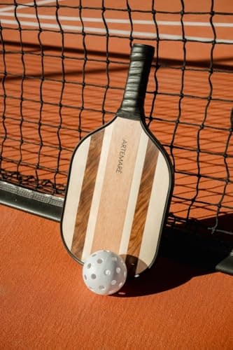 Wooden Pickleball Paddle Set – 2 Stylish Beach Paddles + Balls – Lightweight Racquet Game for Casual Play & Gifting (Mediterranean Stripe)