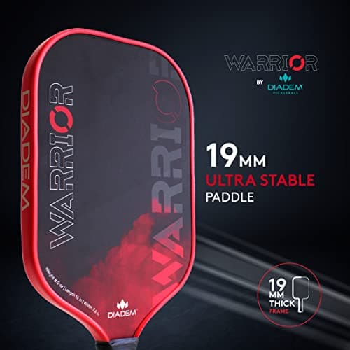 Diadem Warrior Pickleball Paddle | Carbon Fiber Face, 3X L-Core Hybrid Nomex Polymer Honeycomb Core, Grit Paint Surface for Spin, Control and Power | Indoor/Outdoor | USAPA Approved