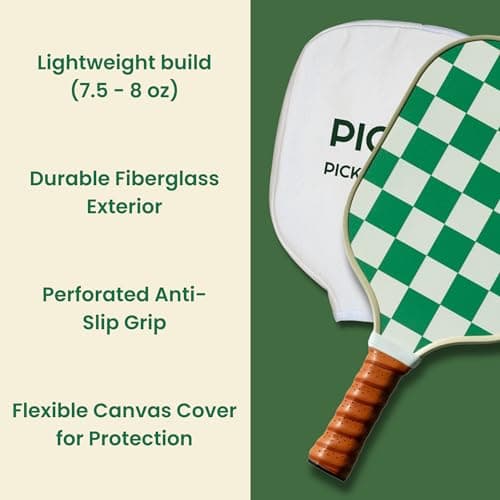 Stylish Premium Pickleball Paddle Racket | Durable Fiberglass Surface | Honeycomb Core | Perfect Addition to a Pickleball Set | Indoor Outdoor Pickle Ball Paddle