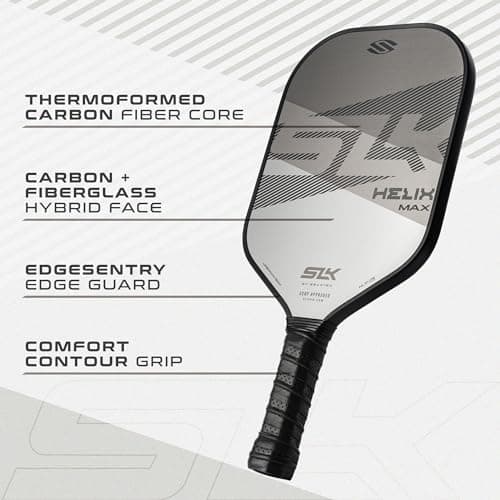 SLK Helix Pro Pickleball Paddle | Carbon Fiber & Fiberglass Hybrid Face | Thermoformed Carbon Fiber Core | Unmatched Control