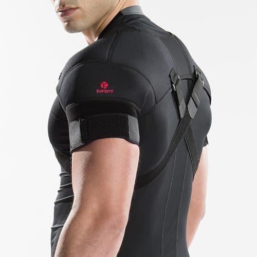 Kuangmi Double Shoulder Support Brace Strap Wrap Neoprene Protector,M