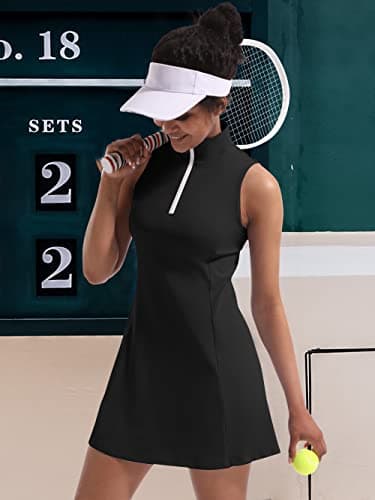 Tennis Dress for Women, Tennis Golf Dresses with Built in Shorts and Pockets for Sleeveless Workout Athletic Dresses