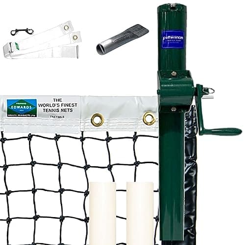 Permanent Pickleball Court Package (Includes Regulation Size Net, Inground Post, Post Sleeves, Center Strap and Pipe Anchor) - Everything Needed for a Regulation Size Court