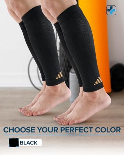Doctor's Select 2 Pairs Copper Calf Compression Sleeve - Leg Compression Sleeves for Women & Men, Shin Splint Relief