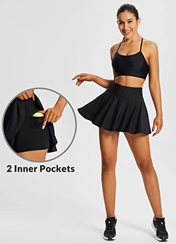 baleaf Women's Tennis Skirts High Waisted Tummy Control Pleated Athletic Golf Skorts Skirts for Running with 2 Pockets
