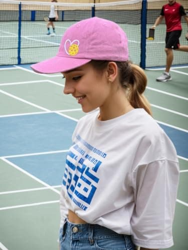 Pickleball Hat for Women Men, Adjustable Embroidered Heart Pickleball Baseball Cap