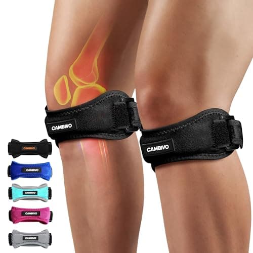 CAMBIVO 2 Pack Knee Braces for Women and Men, Patella Knee Support Strap, Basketball, Running, Hiking, Volleyball, Tennis, Squats