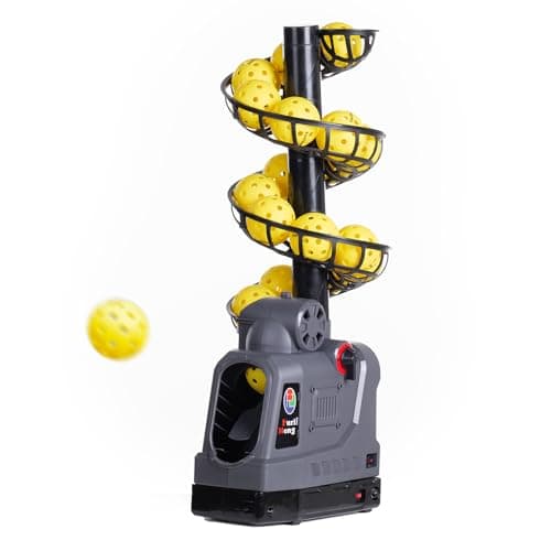 681PBH Pickleball Machine with Auto Swing, 3 Angles & 4 Speeds Adjustable, Portable Pickleball Launcher for Indoors & Outdoors Practice, Powered by Power Bank/Batteries/AC Power, for Beginners