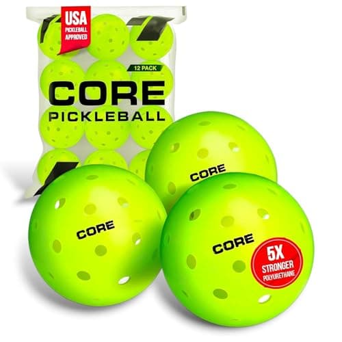 CORE Pickleball Balls for Professionals and All Levels of Play - Set of 4-50 Balls with 40 Holes - Durable & Seamless Design - Premium Outdoor Pickleball Balls, Polypropylene - USA Pickleball Approved