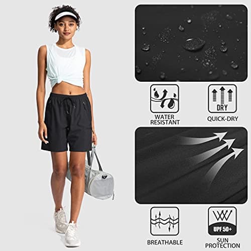 SANTINY Women's 5''/ 7''/9'' Hiking Cargo Shorts Quick Dry Lightweight Summer Shorts for Women Athletic Golf Zipper Pockets