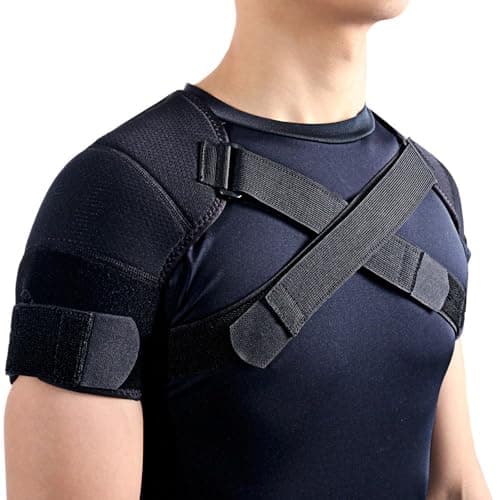 Kuangmi Double Shoulder Support Brace Strap Wrap Neoprene Protector,M